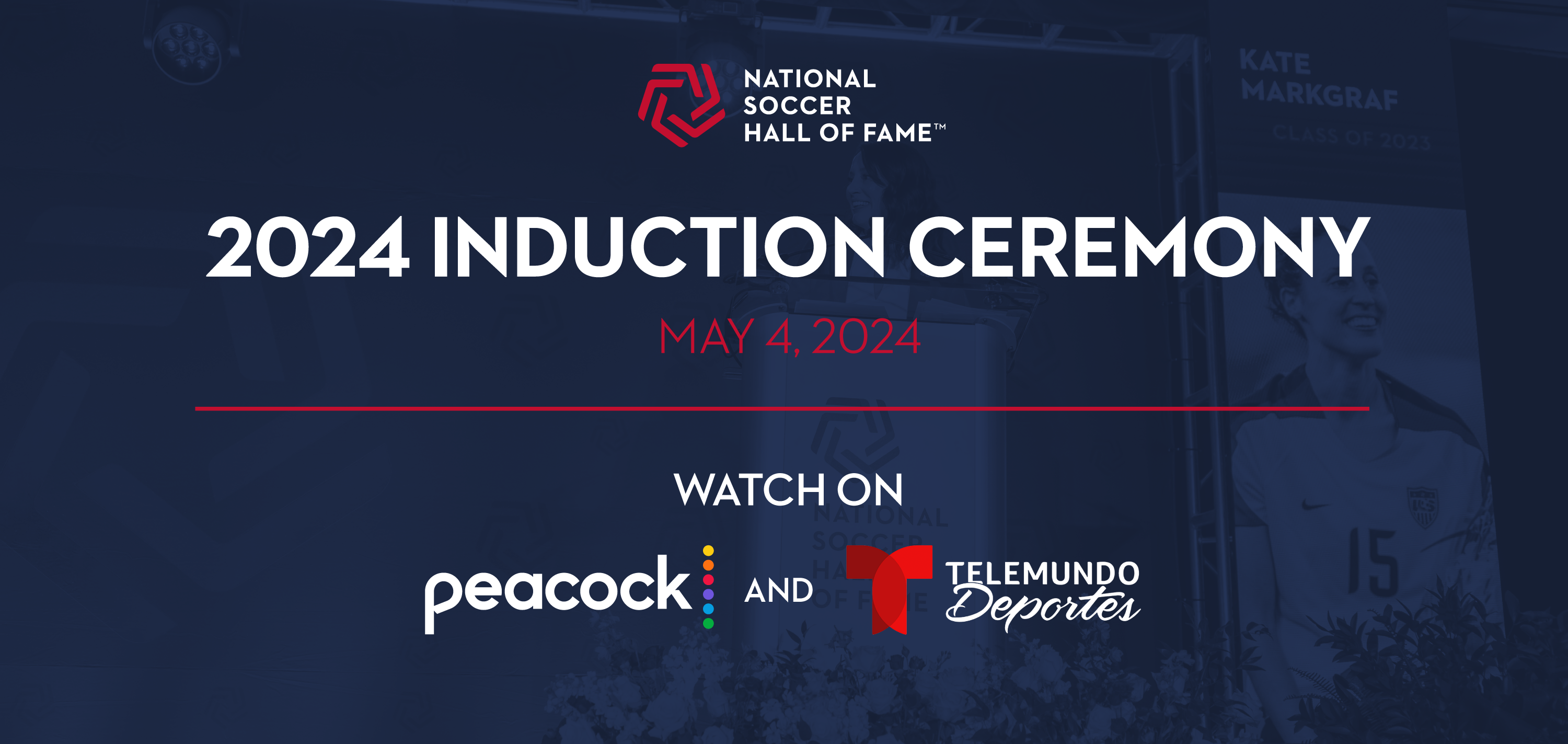 Graphic announcing the induction ceremony stream.