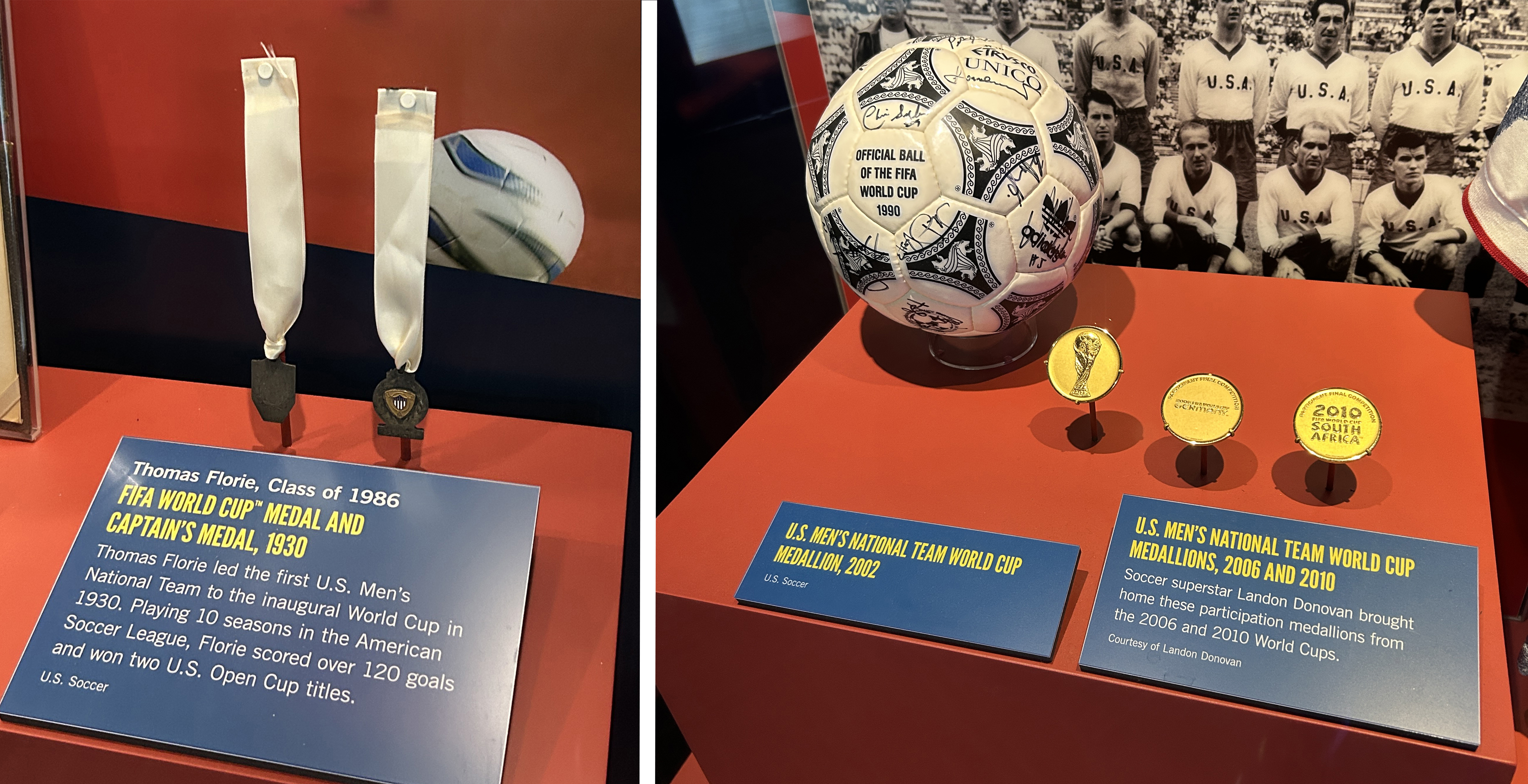 Medals and coins from the World Cup.