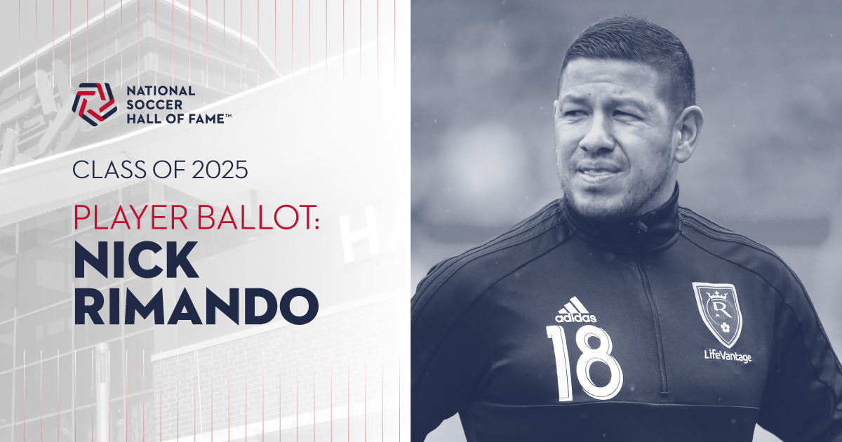 Announcement of Nick Rimando in the Hall of Fame.